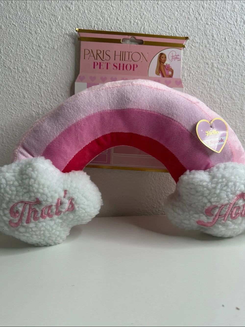 Paris Hilton Pink Plush Rainbow Dog Toy